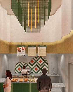 Intérieur de restaurant avec clients