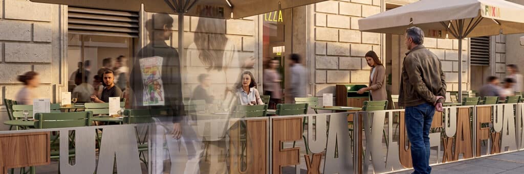 Terrasse de café animé en extérieur
