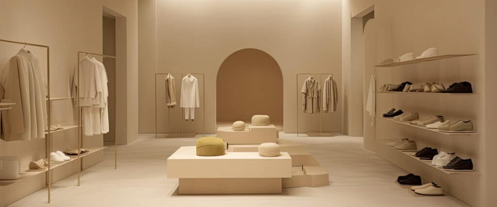 Boutique de mode minimaliste beige
